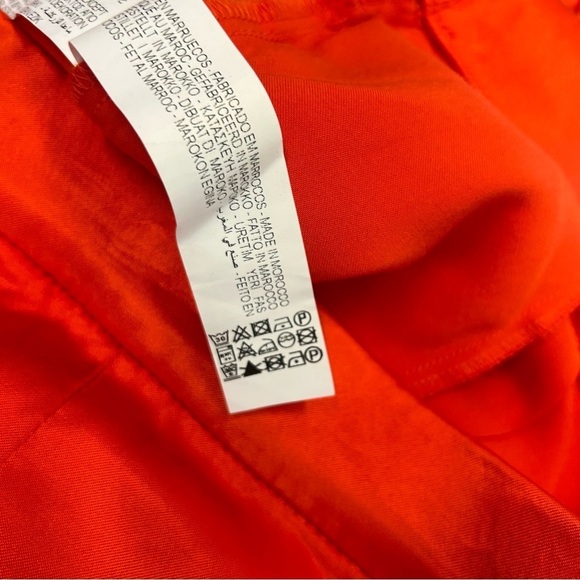 Zara RARE Orange Satin Effect cropped pants wide leg culottes gold buttons Sz XL - Picture 9 of 15